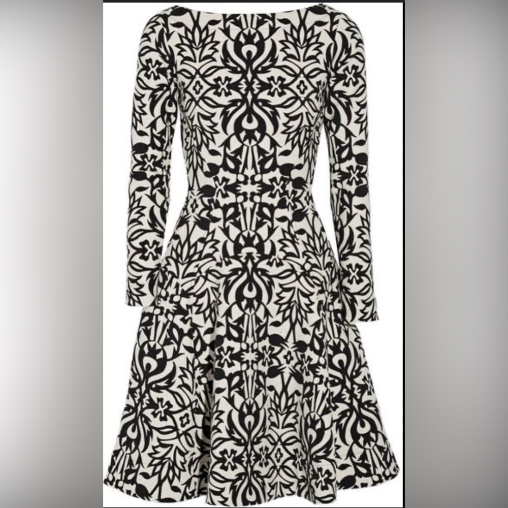 Lela rose stretch cotton blend jacquard dress